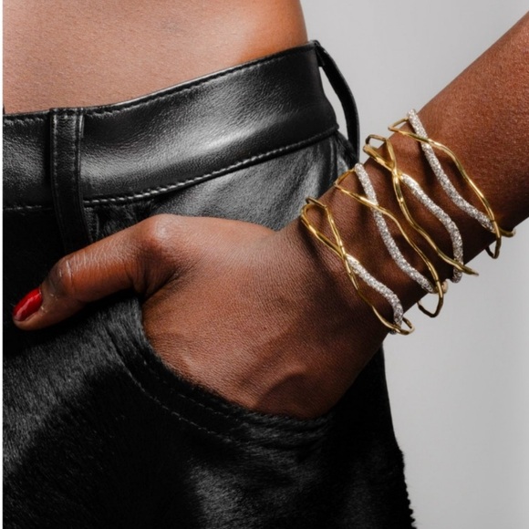 ALEXIS BITTAR • Solanales Gold Silver Crystal Cuff Bracelet - Picture 16 of 16